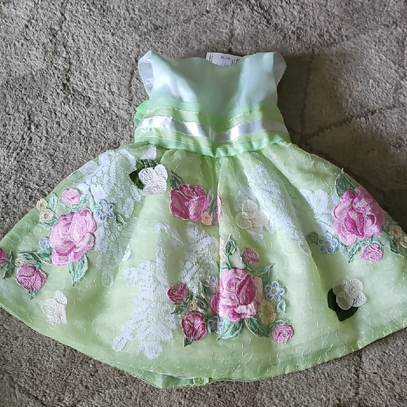 The Children's Place Mint Dress with Pink Floral Design And Bloomers - Picture 1 of 2
